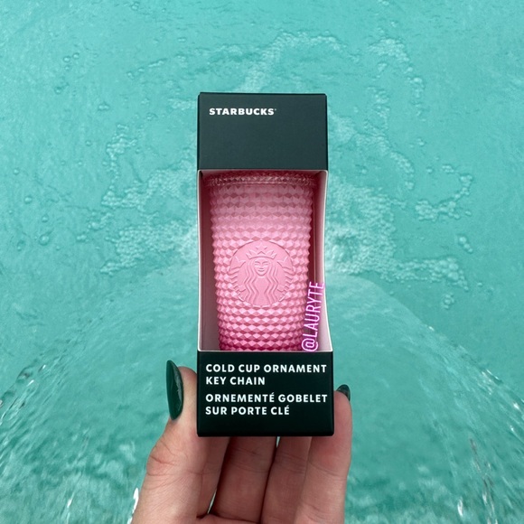 Starbucks 2022 Holiday Waxberry Blush Pink Ombre Studded Venti Tumbler Keychain - Picture 3 of 5